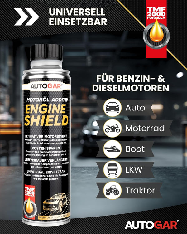 Universell Einsetzbares Motoröl-Additiv Engine Shield für Benzin-& Dieselmotoren