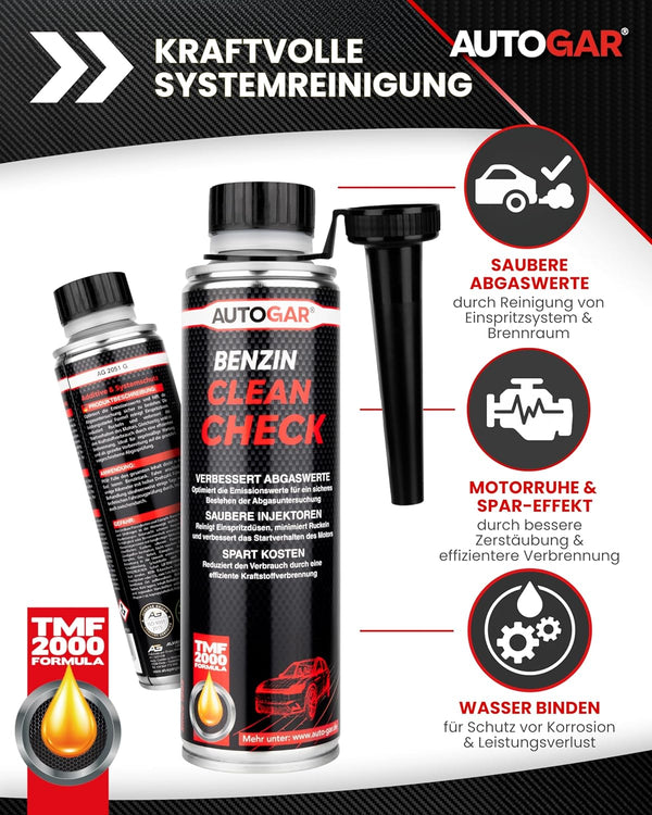 Kraftvolle Systemreinigung durch Benzin Clean Check